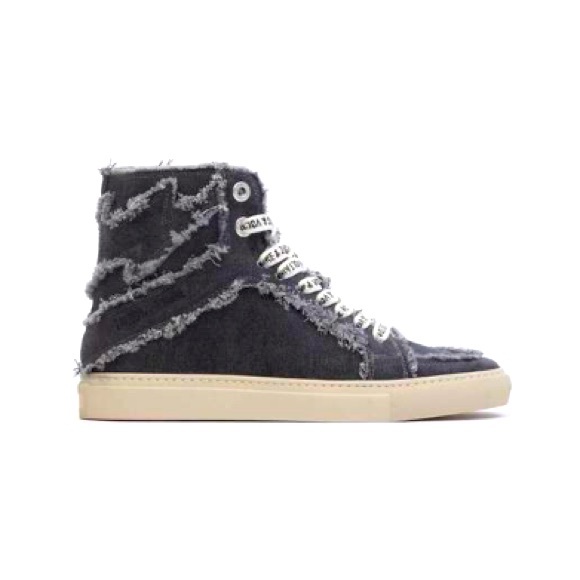 Zadig & Voltaire Sneakers 41 (10) High Flash Canvas Black Distressed - Picture 1 of 4